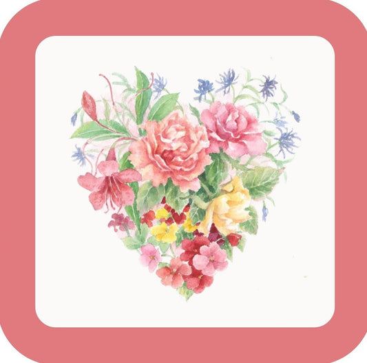 Carols Rose Garden Watercolor Floral Heart Bouquet Love Flower Drink Coaster 264941 2542 264941