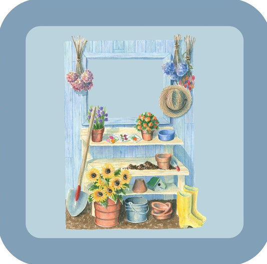 Carols Rose Garden Watercolor Flower Potting Bench Garden Shed Drink Coaster 264945 2546 264945