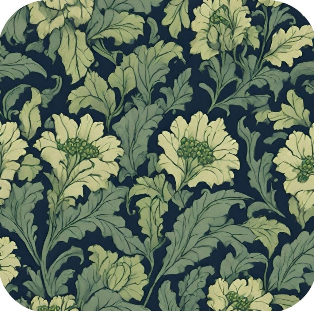 British Arts And Craft Pattern Muted Green And Navy V2 Drink Coaster 265030 2605 265030