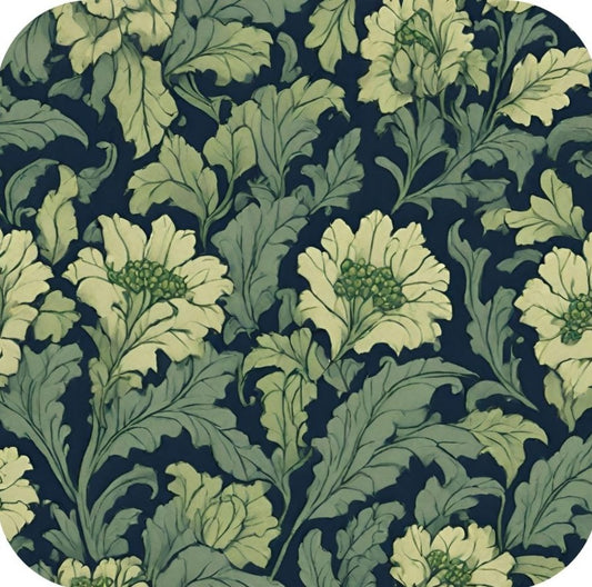 British Arts And Craft Pattern Muted Green And Navy V2 Drink Coaster 265030 2605 265030