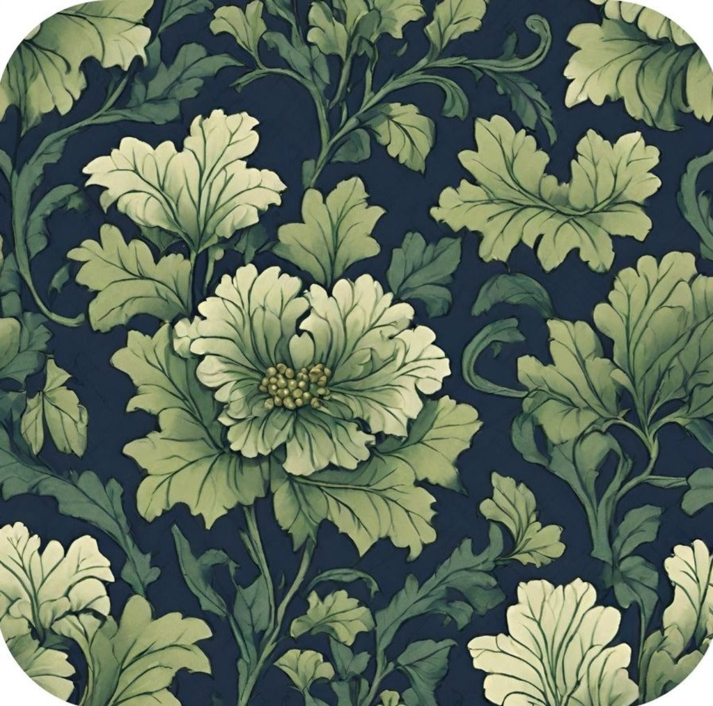 British Arts And Craft Pattern Muted Green And Navy V3 Drink Coaster 265031 2606 265031