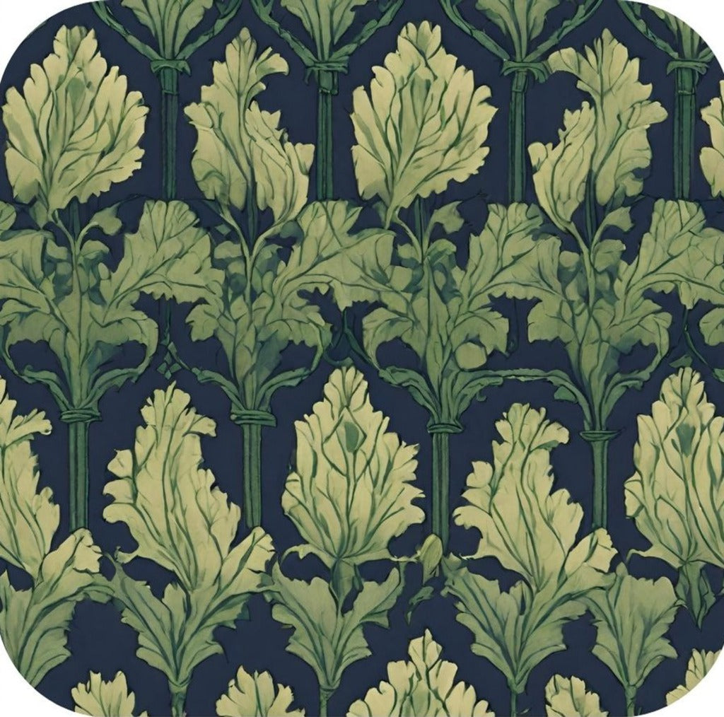 British Arts And Craft Pattern Muted Green And Navy V5 Drink Coaster 265033 2608 265033
