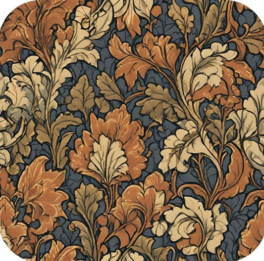 British Arts And Craft Pattern Persimmon Navy And Tan V2 Drink Coaster 265036 2611 265036
