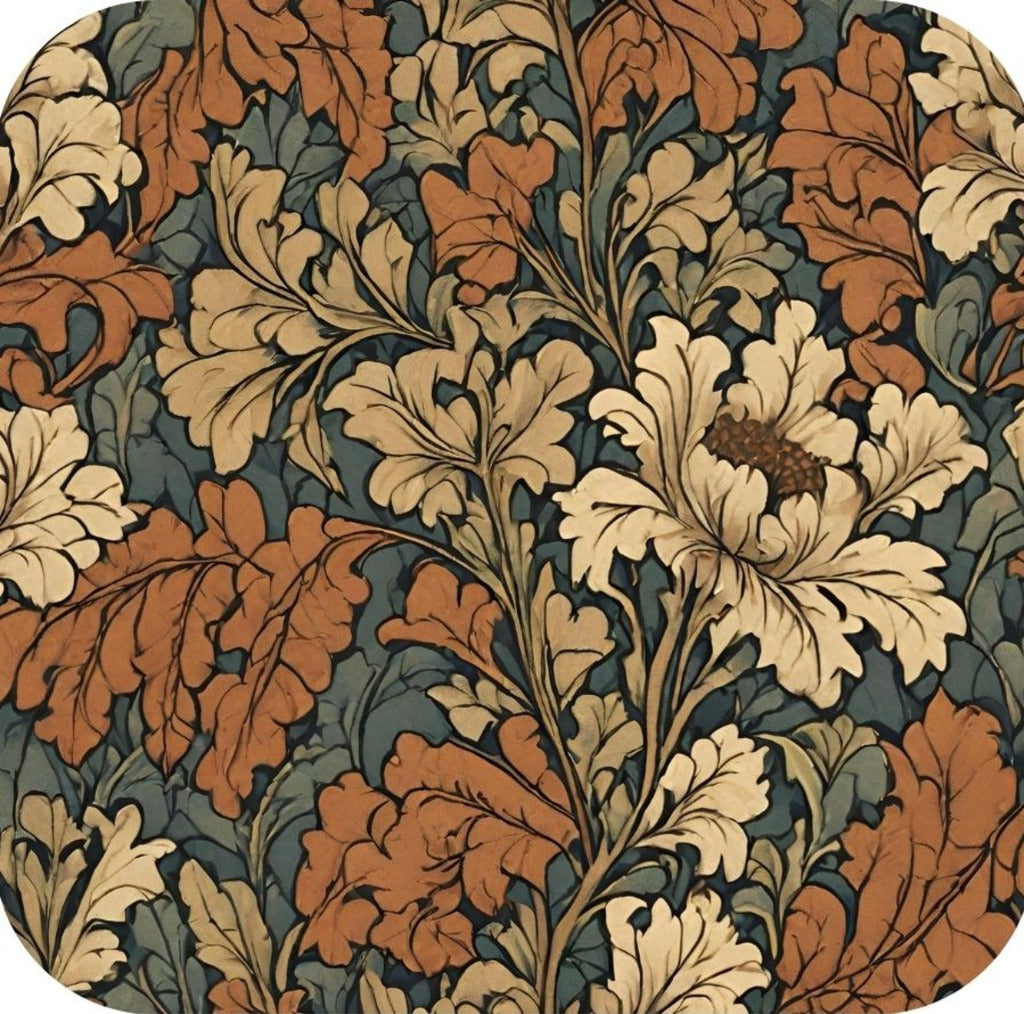 British Arts And Craft Pattern Persimmon Navy And Tan V4 Drink Coaster 265038 2613 265038