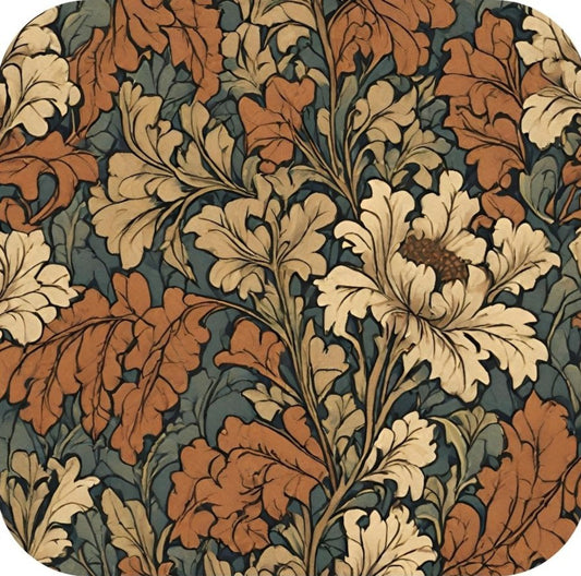 British Arts And Craft Pattern Persimmon Navy And Tan V4 Drink Coaster 265038 2613 265038