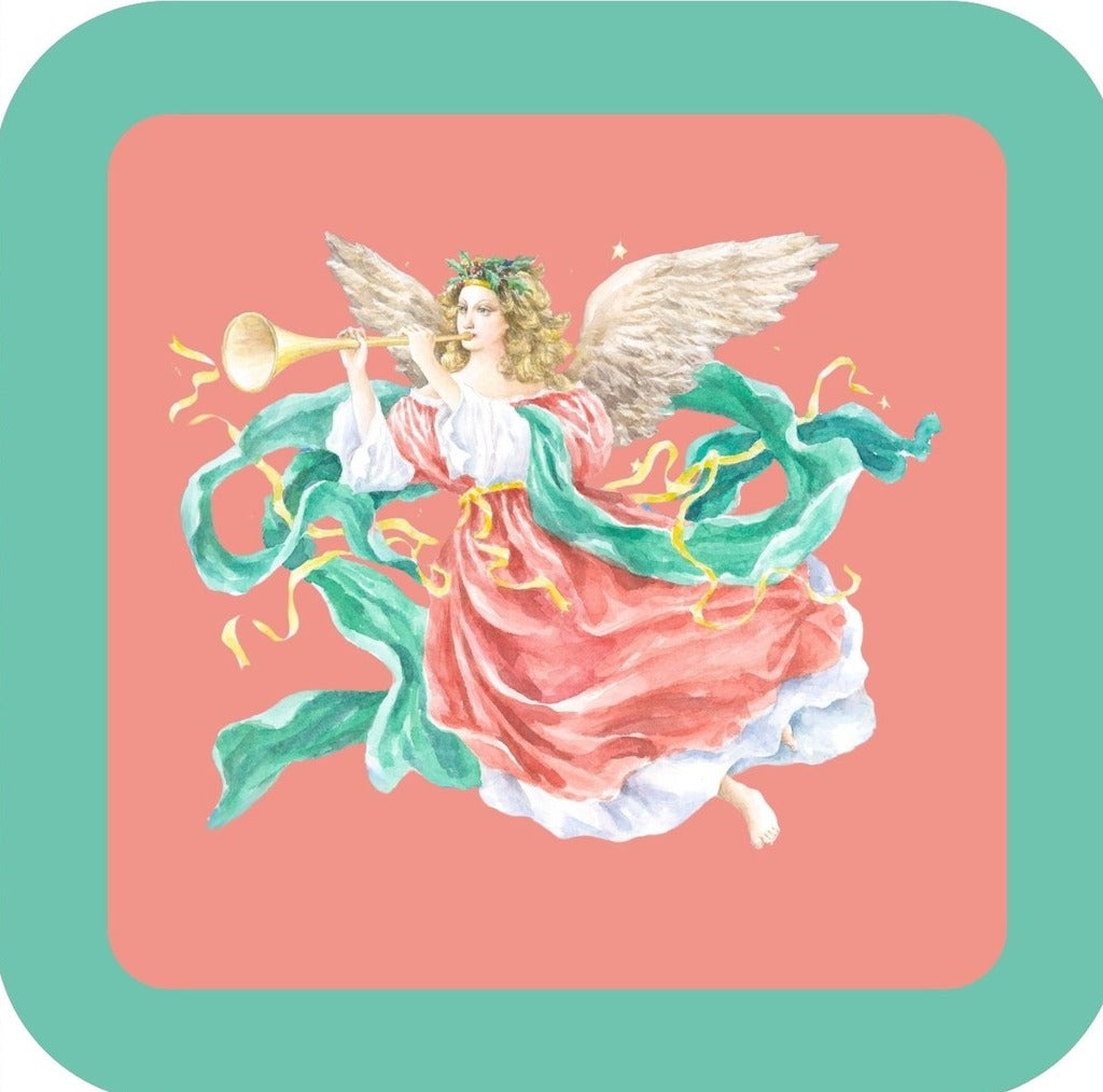 Carols Rose Garden Holiday Whimsy Angel Blowing Horn H-CMS017 Drink Coaster 265052 2618 265052
