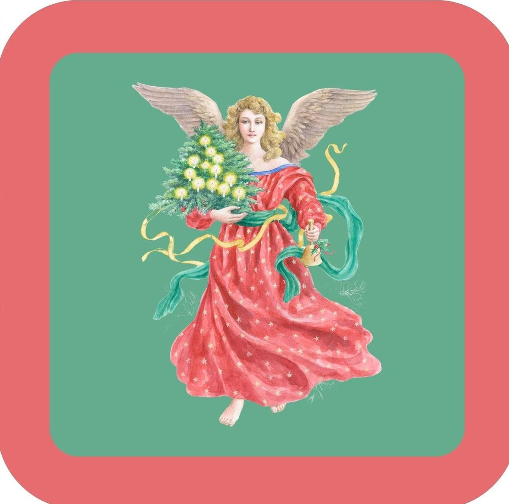 Carols Rose Garden Holiday Whimsy Angel Holding Christmas Tree H-CMS010 Drink Coaster 265054 2620 265054