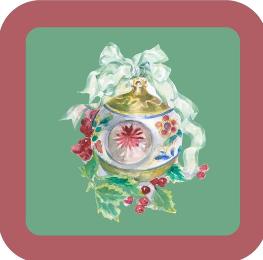 Carols Rose Garden Holiday Whimsy Bejewled Decorated Gold Ornament With Green Ribbon H-CMS284 Drink Coaster 265057 2623 265057