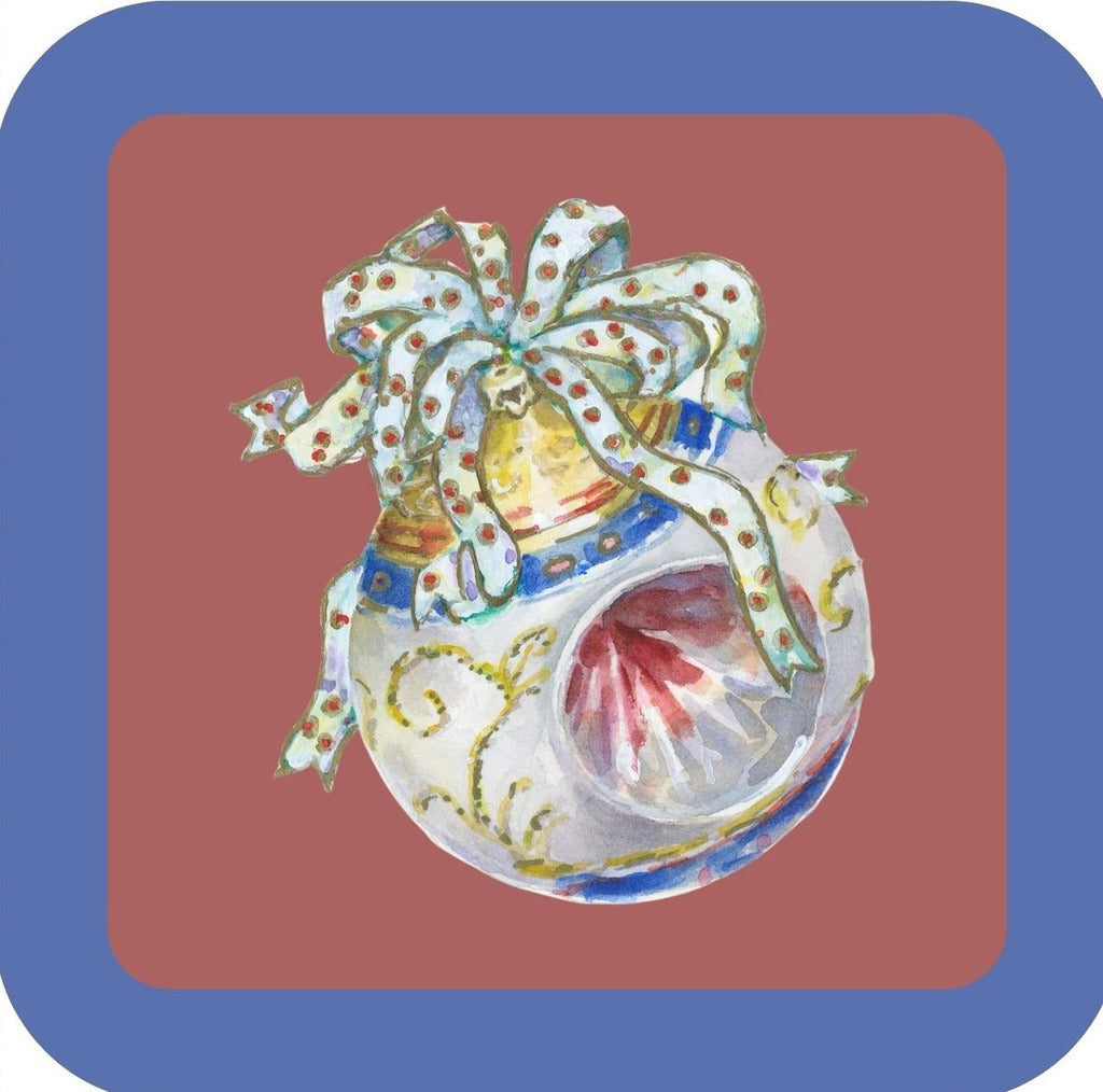 Carols Rose Garden Holiday Whimsy Blue And White Decorative Ornament With Polka Dot Ribbon H-CMS283 Drink Coaster 265060 2626 265060