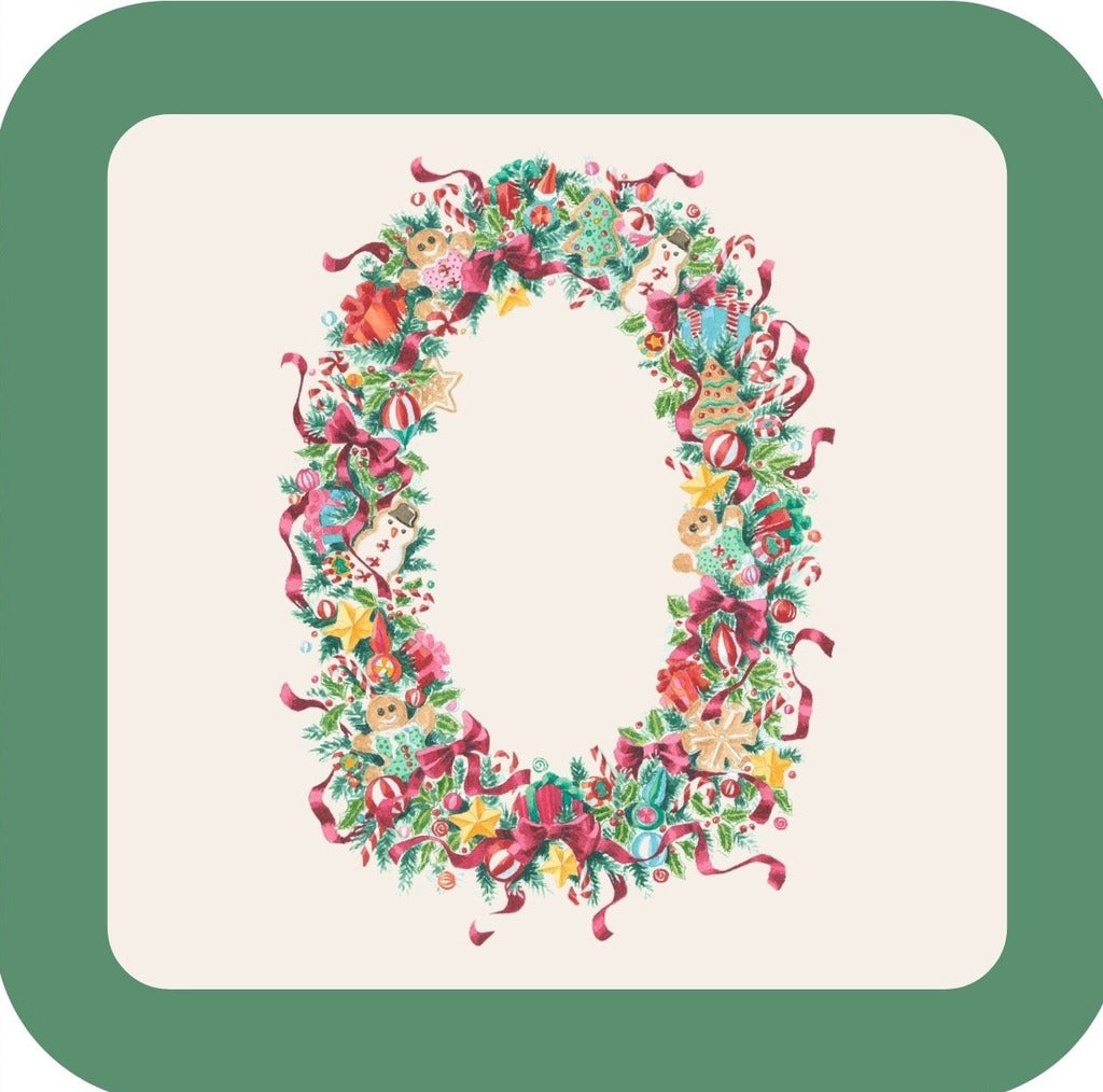 Carols Rose Garden Holiday Whimsy Gingerbread And Snowmen Decorating Oval Wreath H-CMS503 Drink Coaster 265071 2637 265071