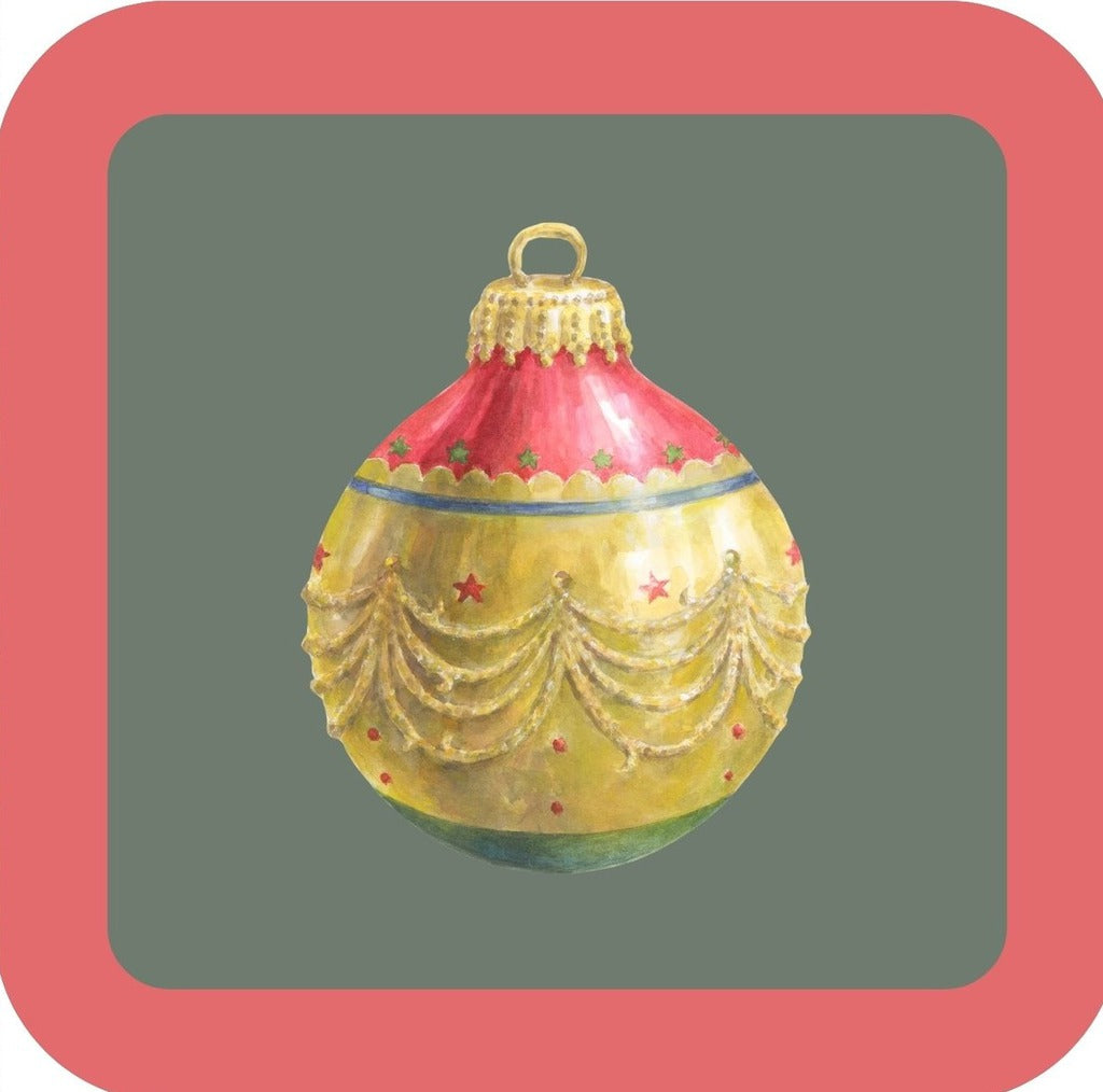 Carols Rose Garden Holiday Whimsy Gold Red And Green Ornament With Garland Motif H-CMS286 Drink Coaster 265073 2639 265073