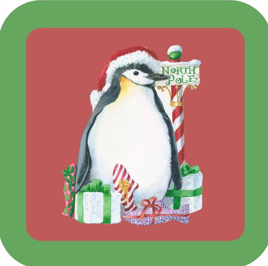 Carols Rose Garden Holiday Whimsy Penguin And Packages At North Pole H-CMS056 Drink Coaster 265081 2647 265081