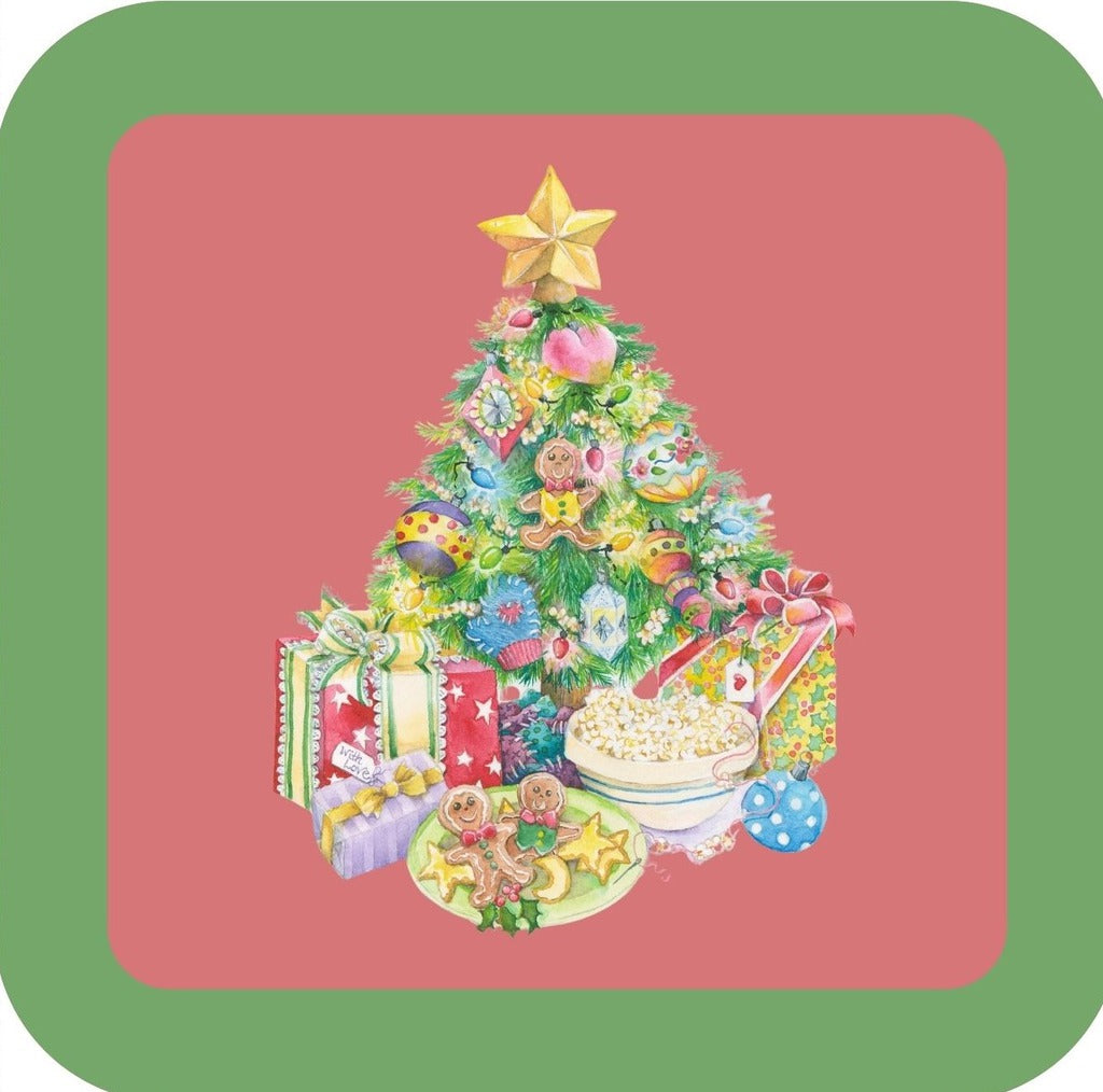 Carols Rose Garden Holiday Whimsy Presents For Santa Nestled In Front Of Decorated Christmas Tree H-CMS144 Drink Coaster 265088 2654 265088