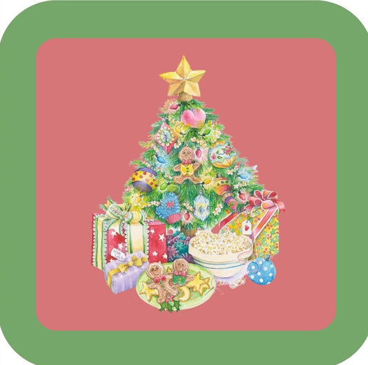 Carols Rose Garden Holiday Whimsy Presents For Santa Nestled In Front Of Decorated Christmas Tree H-CMS144 Drink Coaster 265088 2654 265088