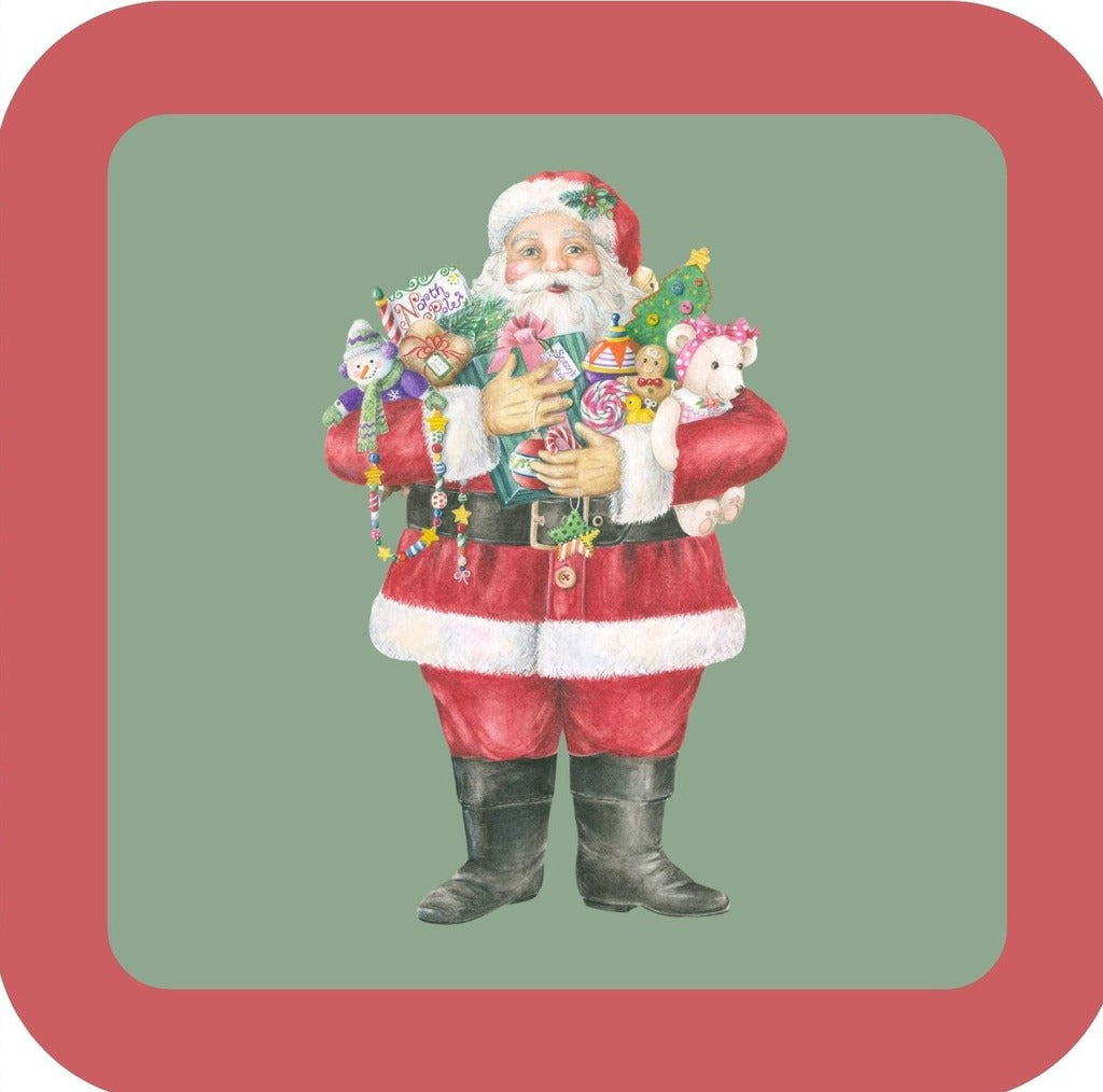 Carols Rose Garden Holiday Whimsy Santa Claus Holding Lots Of Toys In His Arms H-CMS370 Drink Coaster 265094 2660 265094
