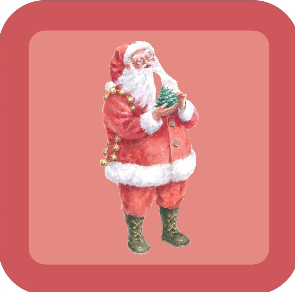 Carols Rose Garden Holiday Whimsy Santa Holding Miniature Christmas Tree H-CMS381 Drink Coaster 265096 2662 265096