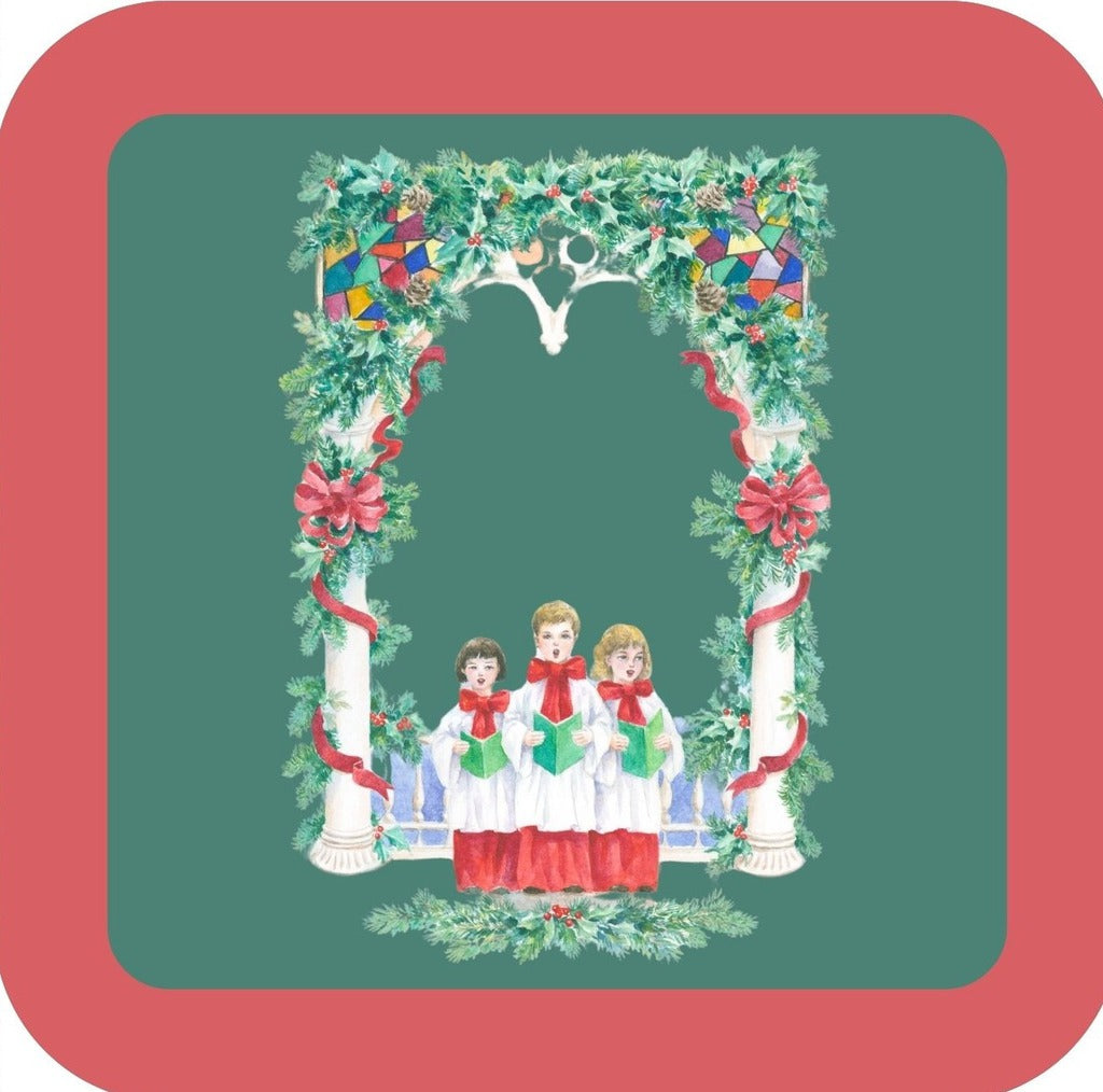 Carols Rose Garden Holiday Whimsy Three Children Singing At Church H-CMS025 Drink Coaster 265106 2672 265106