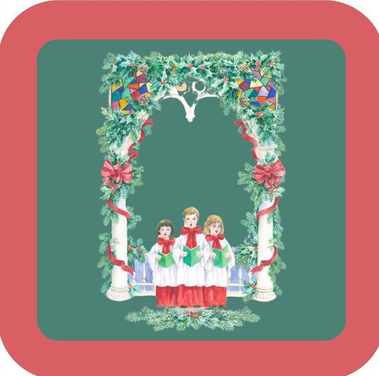 Carols Rose Garden Holiday Whimsy Three Children Singing At Church H-CMS025 Drink Coaster 265106 2672 265106