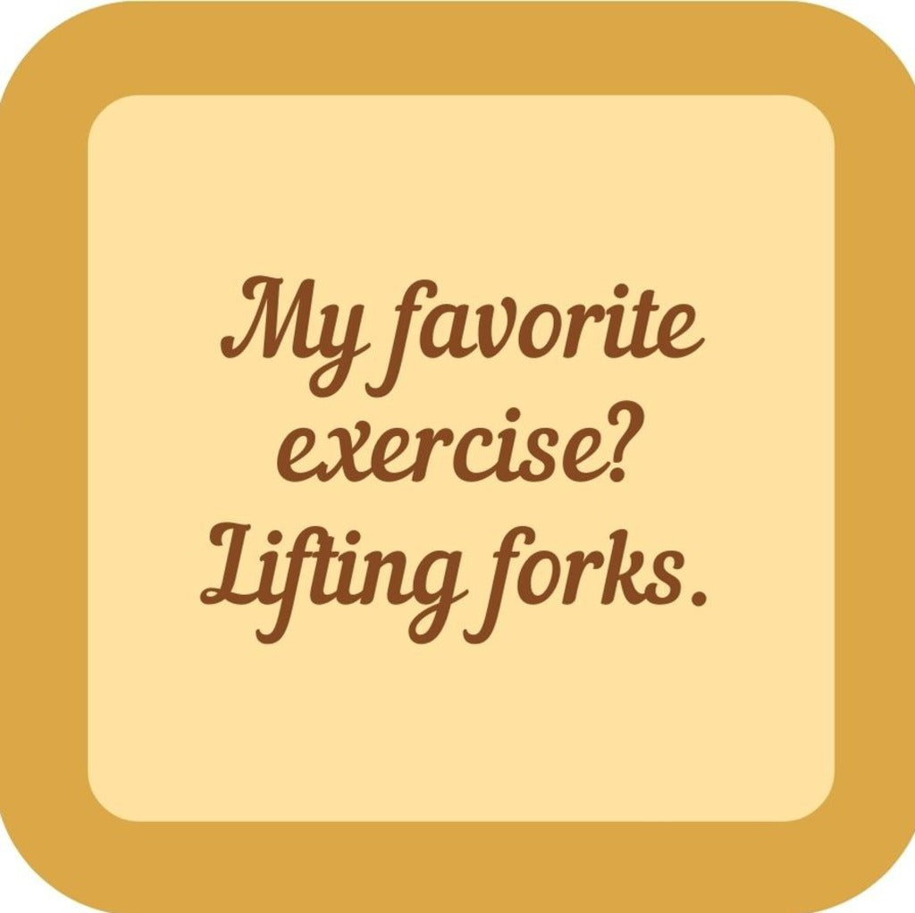 My Favorite Exercise Lifting Forks Holiday Premium Drink Coaster Resin With Cork Backing 265510 SSC1998 265510