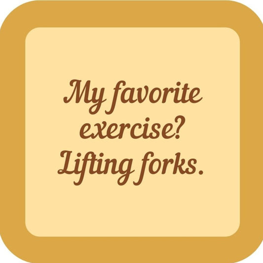 My Favorite Exercise Lifting Forks Holiday Premium Drink Coaster Resin With Cork Backing 265510 SSC1998 265510