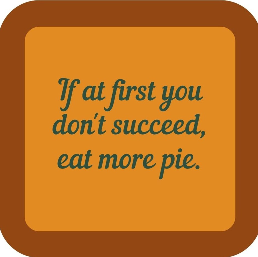 If At First You Dont Succeed Eat More Pie Holiday Premium Drink Coaster Resin With Cork Backing 265567 SSC2055 265567