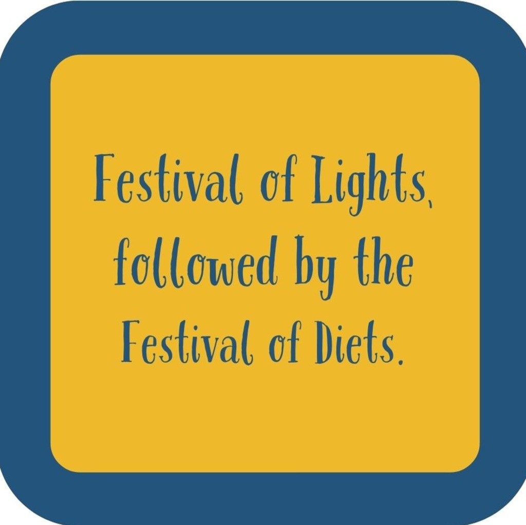 Festival Of Lights Followed By Festival Of Diets Holiday Premium Drink Coaster Resin With Cork Backing 265570 SSC2058 265570