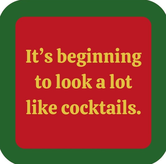 Its Beginning To Look A Lot Like Cocktails Holiday Premium Drink Coaster Resin With Cork Backing 265589 SSC2077 265589