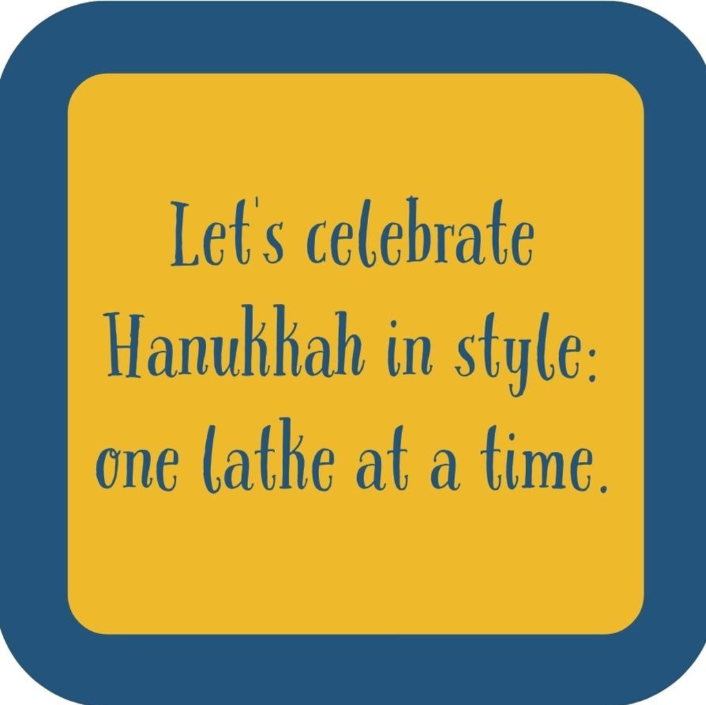 Lets Celebrate Hanukkah In Style One Latke At A Time Holiday Premium Drink Coaster Resin With Cork Backing 265595 SSC2083 265595