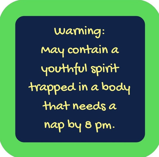 Warning May Contain A Youthful Spirit Trapped In A Body That Needs A Nap By 8PM Premium Drink Coaster Resin With Cork Backing 265655 SSC2143 265655