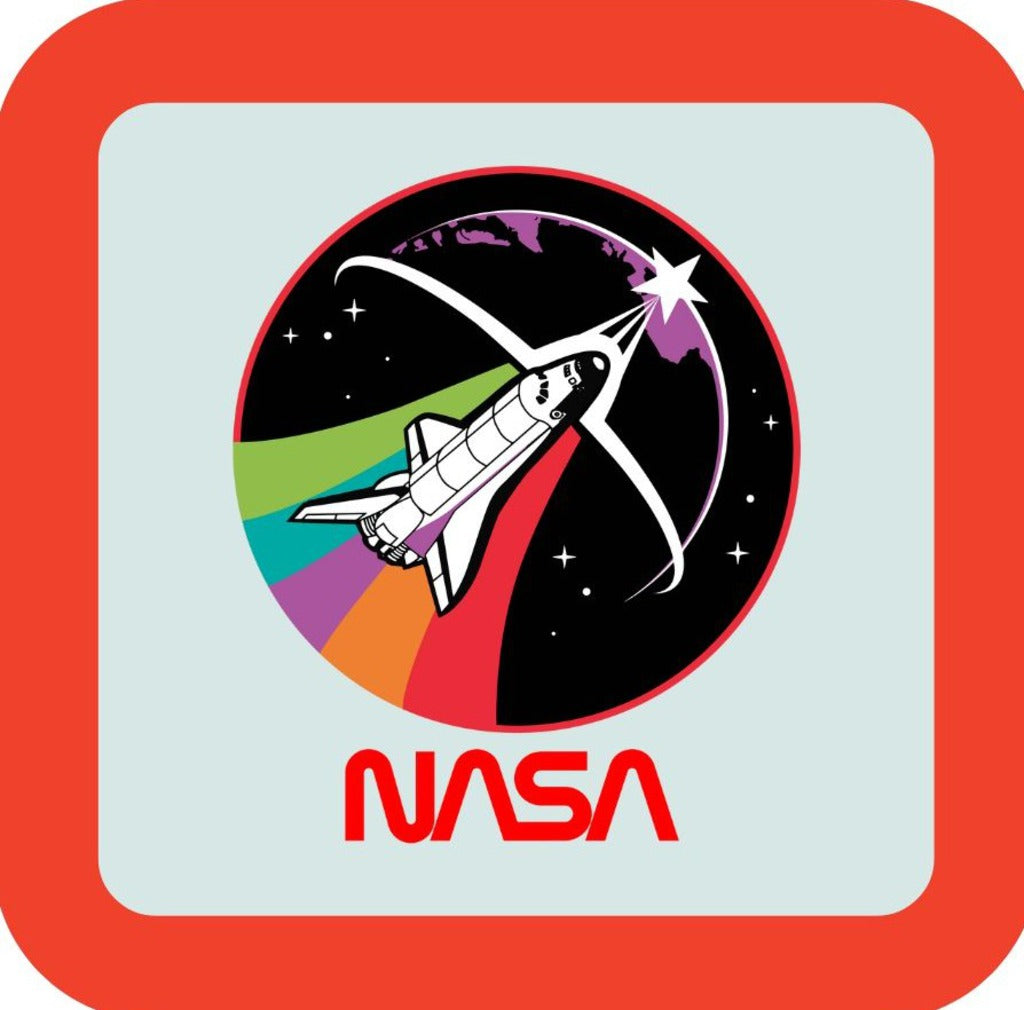 NASA Shuttle Rainbow Retro Worm Premium Drink Coaster Resin With Cork Backing 265704 SSC1928 265704