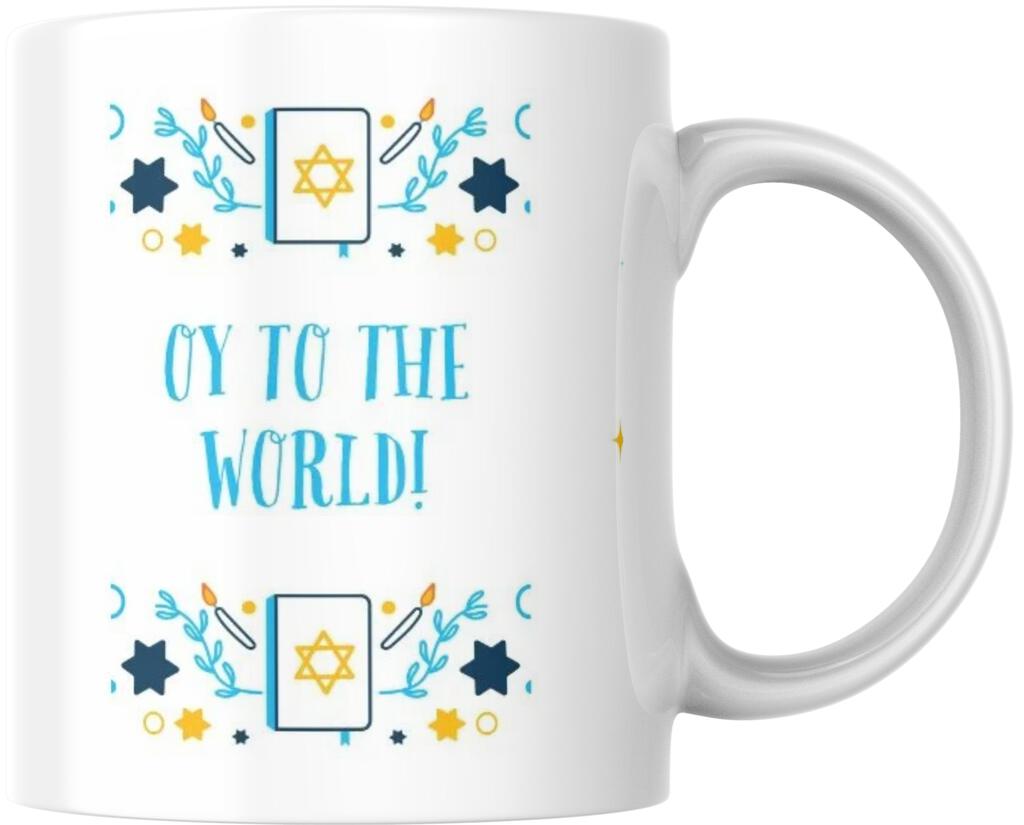 Oy To The World Funny Hanukkah Ceramic Coffee Mug Tea Cup Novelty Gift 12 oz  266817