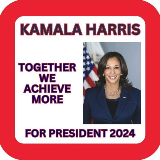 Kamala Harris Together 2024 Presidential Campaign Premium Drink Coaster Resin Cork Backing 266841