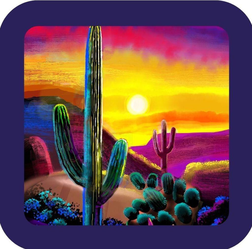 Sunset Landscape Desert Garden Premium Drink Coaster Resin With Cork Backing NC266740 267042