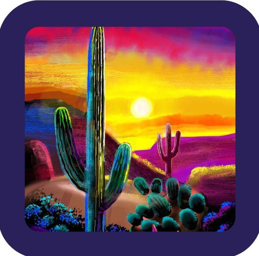 Sunset Landscape Desert Garden Premium Drink Coaster Resin With Cork Backing NC266740 267042