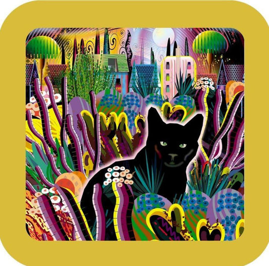 Black Cat Garden Fantasy Premium Drink Coaster Resin With Cork Backing NC266647 267045