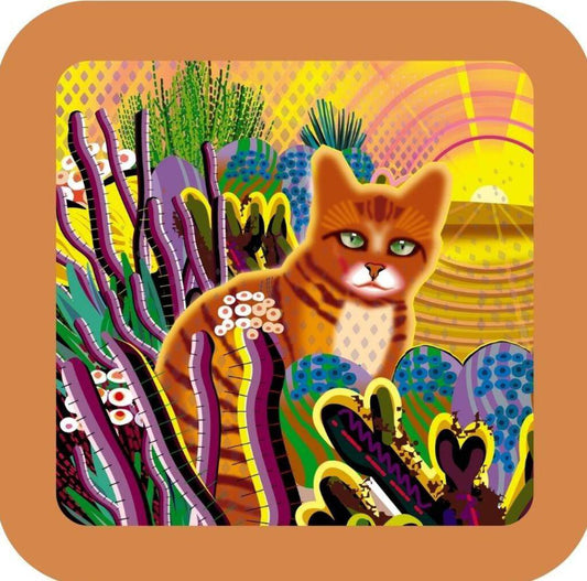 Orange Tiger Cat Garden Premium Drink Coaster Resin With Cork Backing NC266648 267046