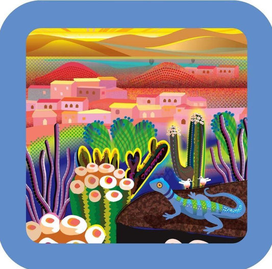 Barrel Ocotillo Cactus Colorful Desert Premium Drink Coaster Resin With Cork Backing NC266650 267048