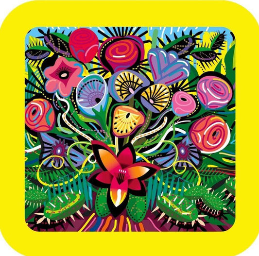 Blooming Flower Bouquet Vivid Folk Art Premium Drink Coaster Resin With Cork Backing NC266660 267056