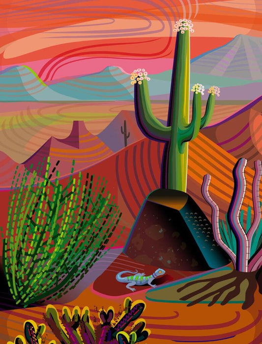 Desert Saguaro Cactus Mountains In Background Landscape Box of 10 Blank Note Cards 4x5 267116