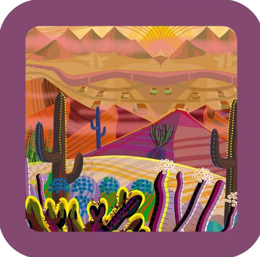 Desert Saguaro Cactus Plants Mountains Premium Drink Coaster Resin With Cork Back 267134