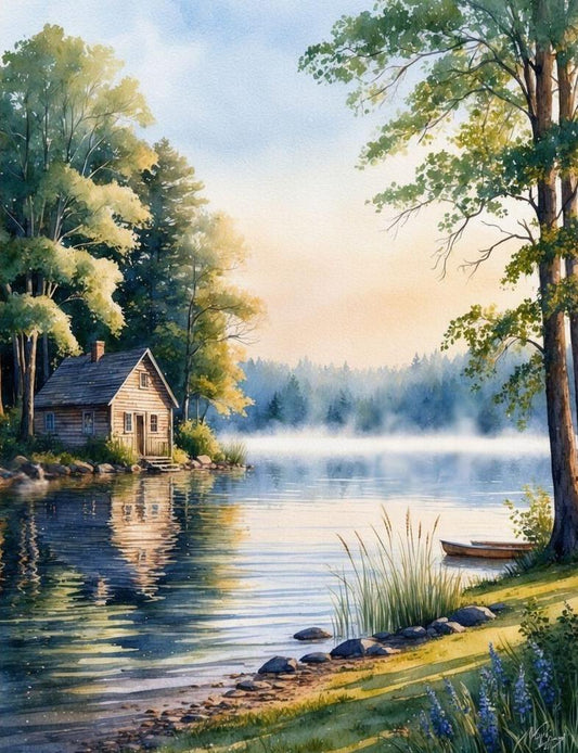 Cabin On Lake Early Morning Lake Life Box of 10 Blank Note Cards 4x5 267255