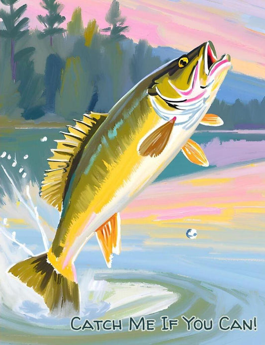 Catch Me If You Can Walley Fishing Lake Life Box of 10 Blank Note Cards 4x5 267257
