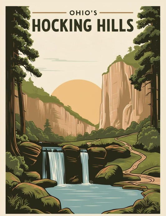 Ohio Hocking Hills State Park Travel Poster Art Box of 10 Blank Note Cards 4x5 267272