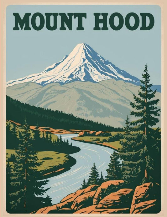 Oregon Mount Hood Retro Travel Poster Art Box of 10 Blank Note Cards 4x5 267299