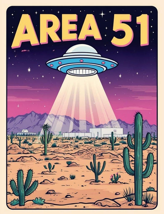 Nevada Area 51 UFO Retro Travel Poster Art Box of 10 Blank Note Cards 4x5 267310