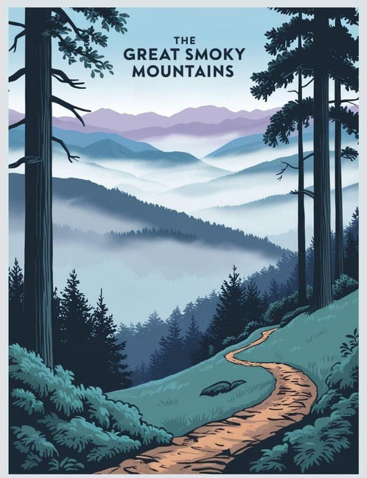 Tennessee Great Smoky Mountains National Park Travel Poster Art Box of 10 Blank Note Cards 4x5 267313