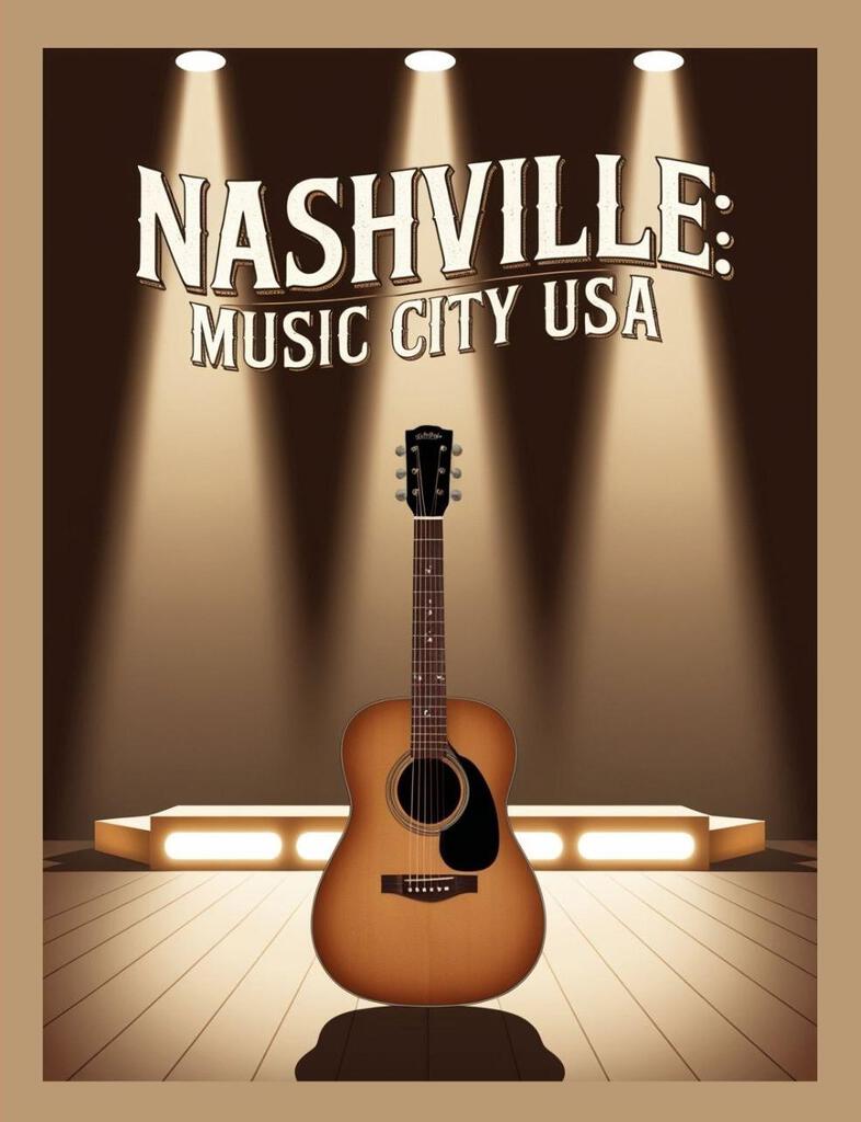 Tennessee Nashville Music City USA Travel Poster Art Box of 10 Blank Note Cards 4x5 267315