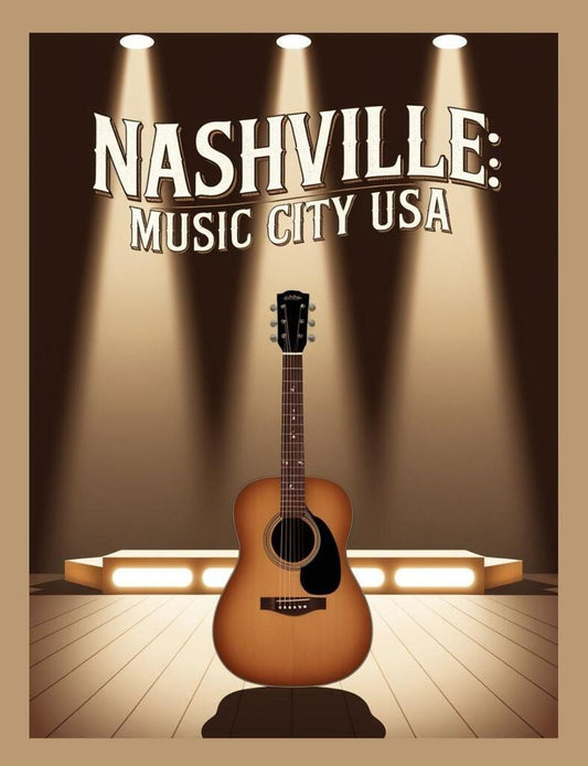 Tennessee Nashville Music City USA Travel Poster Art Box of 10 Blank Note Cards 4x5 267315