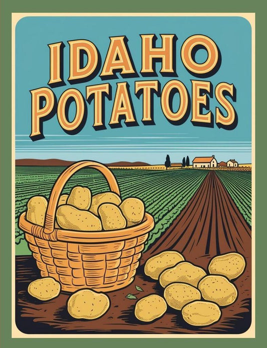 Idaho Potatoes Farm Farming Retro Travel Poster Art Box of 10 Blank Note Cards 4x5 267323
