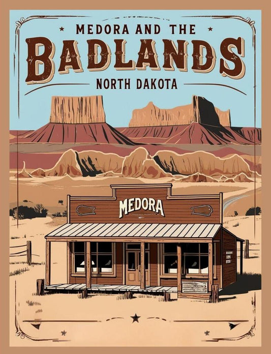 Nebraska Medora Badlands Retro Travel Poster Art Box of 10 Blank Note Cards 4x5 267329
